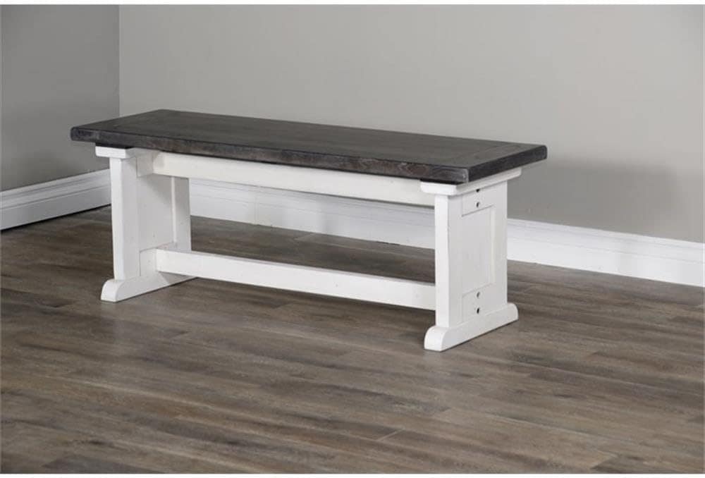 Pemberly Row Farmhouse Wood Kitchen Corner Breakfast Dining Nook Set with Hidden Storage in Off White Dark Brown