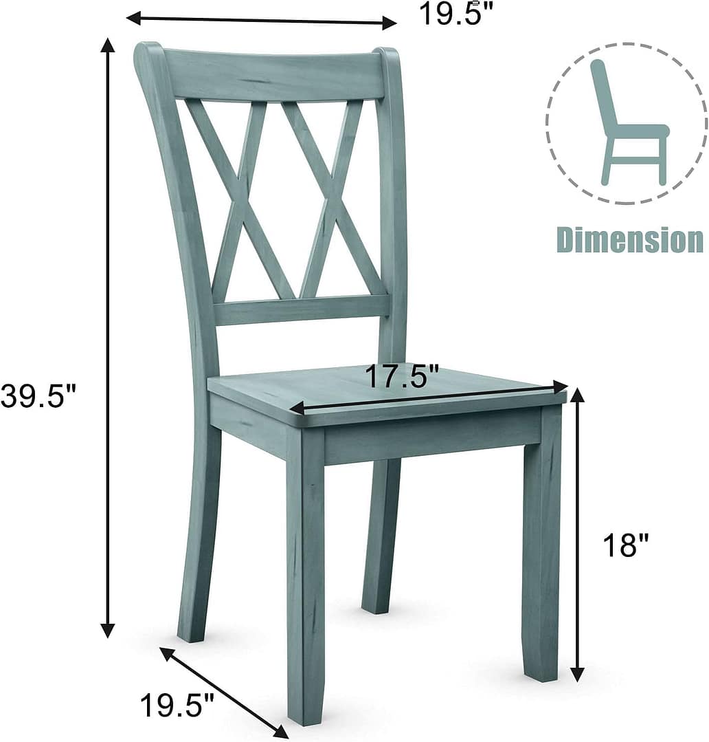 Giantex Set of 2 Dining Chairs, Rubber Wood Dining Room Chair, Farmhouse Dining Side Chairs, Max Load 400 Lbs, Wooden Kitchen Chairs for Home Kitchen, Dining Room