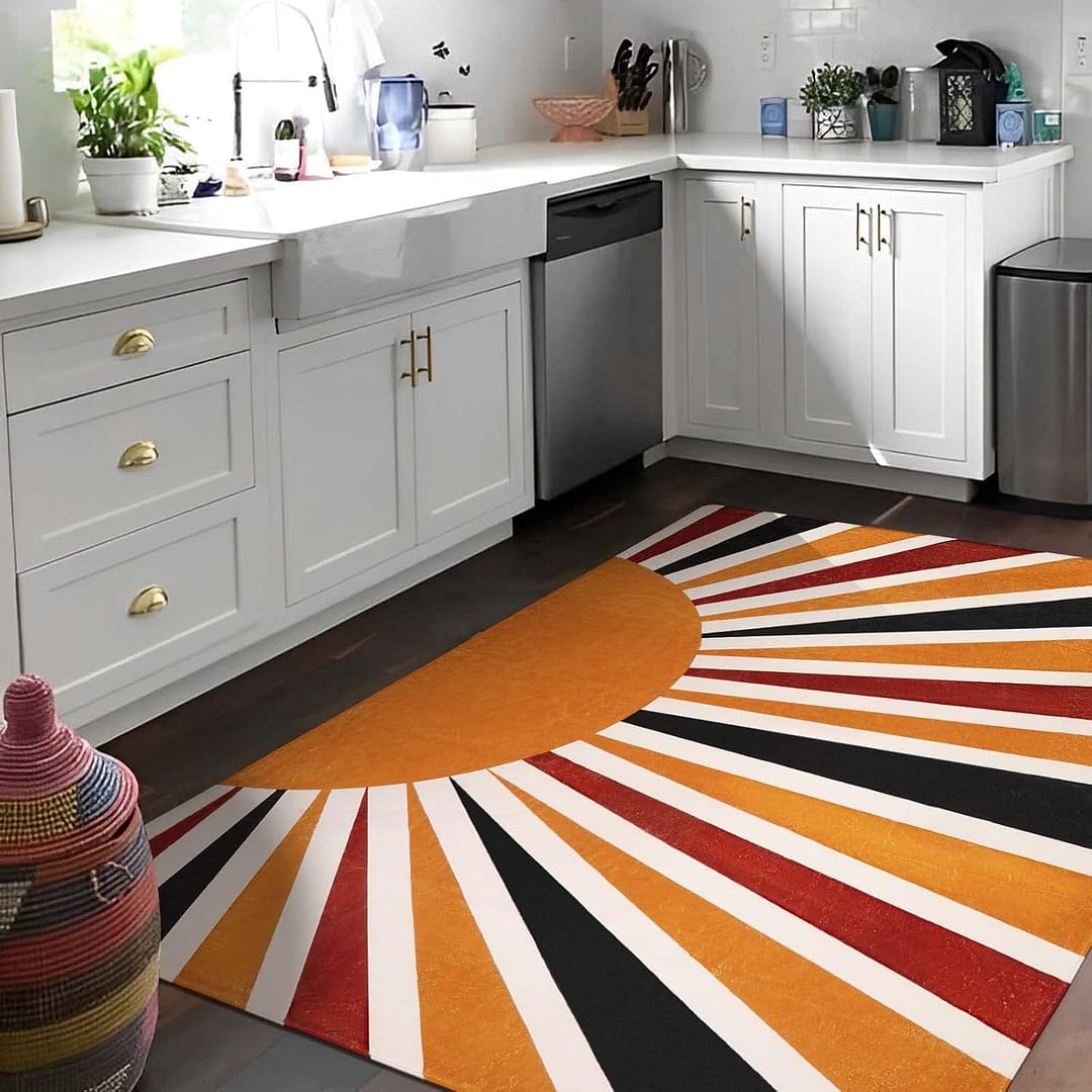 Lahome Boho Machine Washable Living Room Rugs-5×7 Area Rugs for Bedroom Large Non-Slip Throw Rugs Rainbow Sun Print Kids Nursery Rug Colorful Distressed Carpet for Entryway Kitchen Dining Room Office