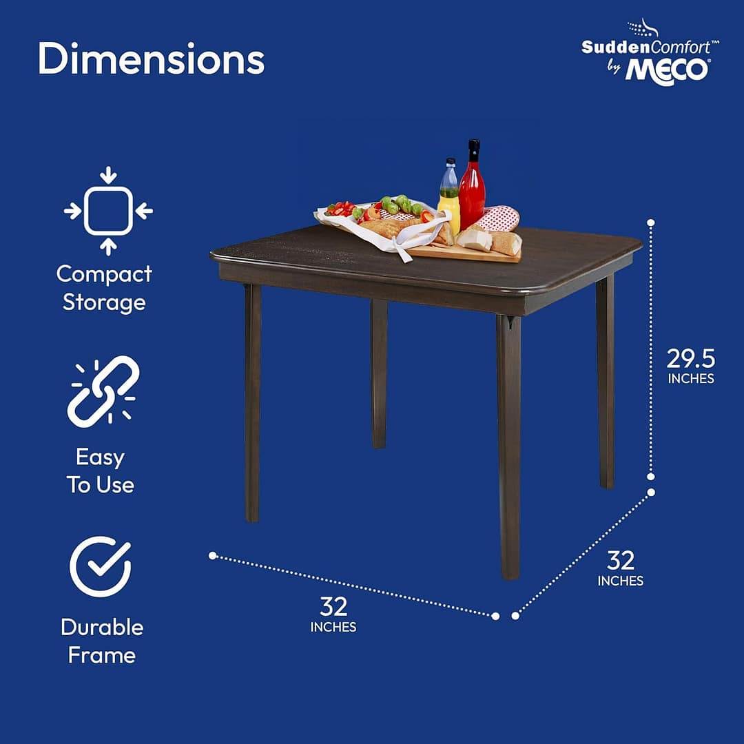 MECO Stakmore Classic Straight Edge Wood Folding Card Table, Espresso Frame