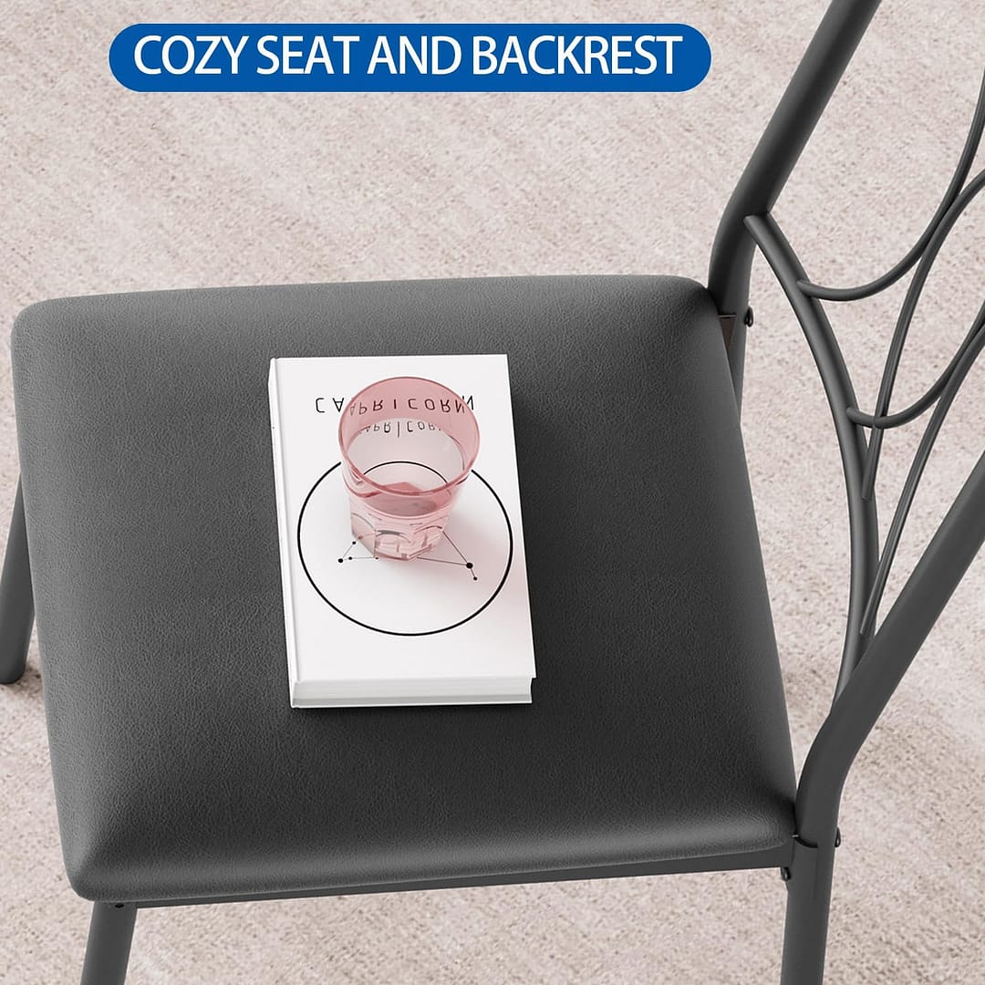 IDEALHOUSE Dining Table Set for 4, Kitchen Table and Chairs Set for 4, Rectangular Kitchen Table Set, 5 Piece Small Dining Table Set with Upholstered Chairs for Apartment, Small Space, Retro Gray