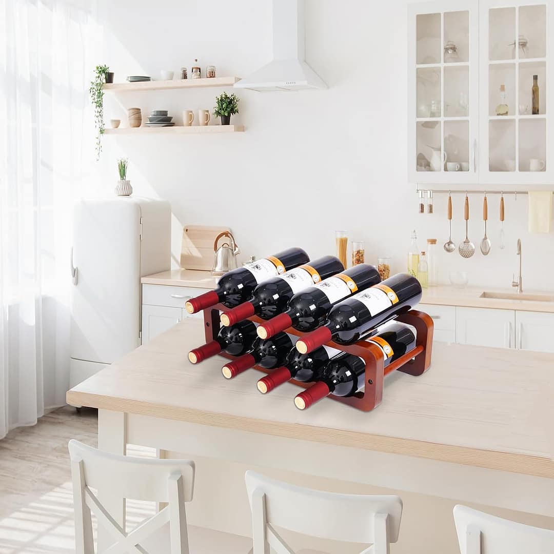 Wine Rack Freestanding Floor Wine Racks countertop for Kitchen Dining Room Basement Wine Cellar or bar Bamboo