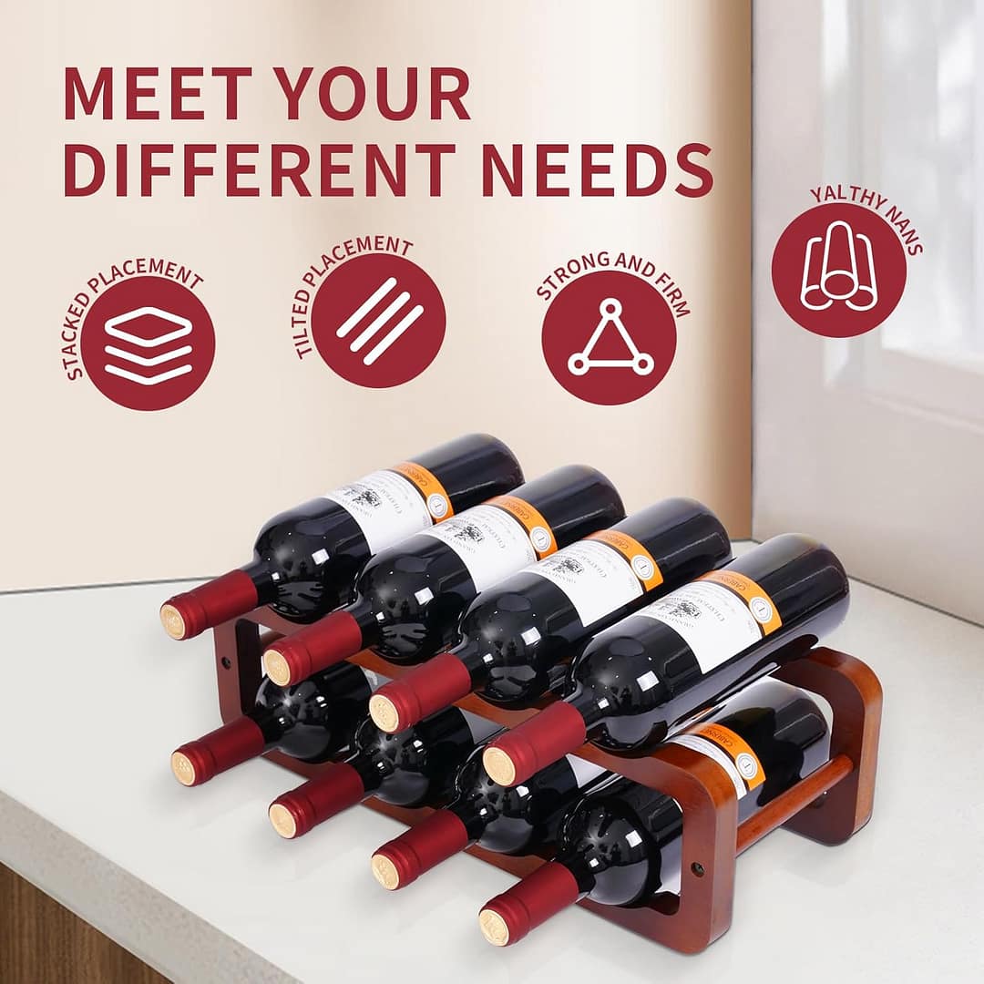 Wine Rack Freestanding Floor Wine Racks countertop for Kitchen Dining Room Basement Wine Cellar or bar Bamboo