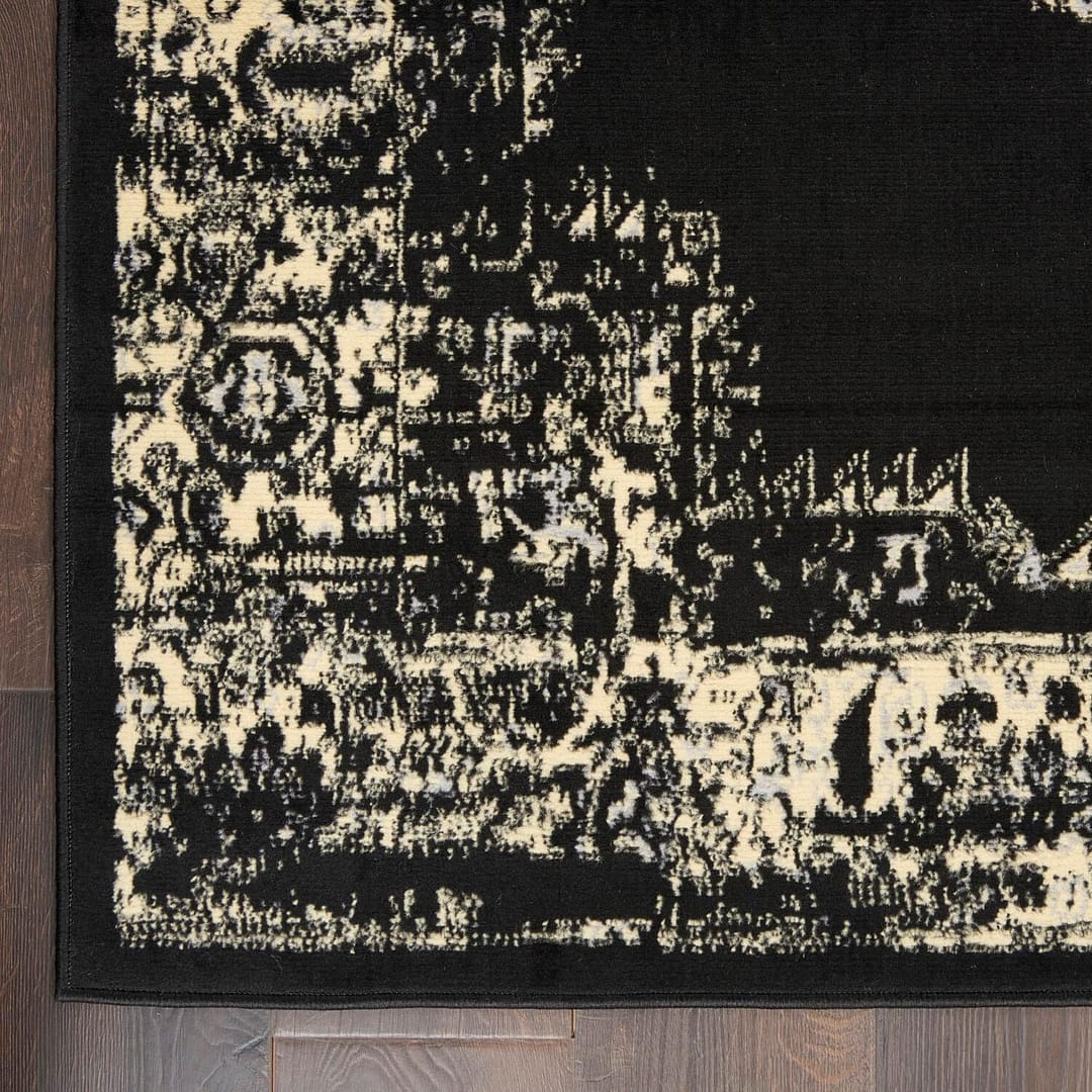 Nourison Grafix Traditional Black 7′ x 10′ Area Rug, Easy Clean, Non Shedding, Bed Room, Living Room, Dining Room, Kitchen (7×10)