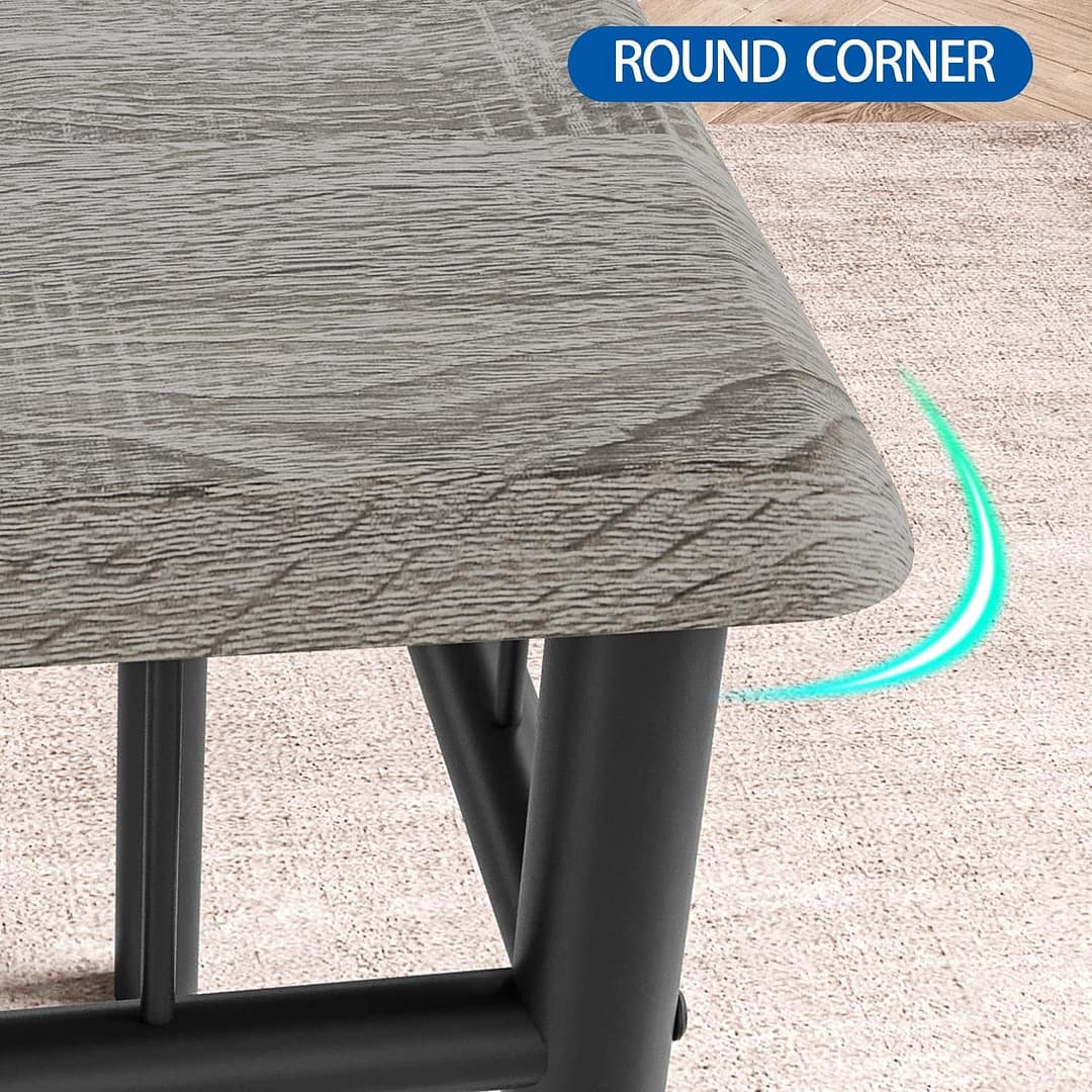 IDEALHOUSE Dining Table Set for 4, Kitchen Table and Chairs Set for 4, Rectangular Kitchen Table Set, 5 Piece Small Dining Table Set with Upholstered Chairs for Apartment, Small Space, Retro Gray