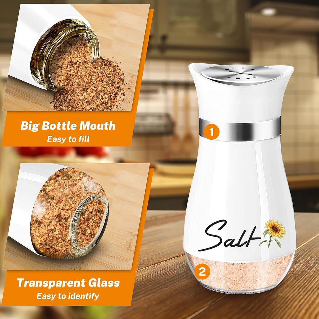 Sunflower Salt and Pepper Shakers Set – 4oz Farmhouse Cute Kitchen Decor and Accessories Sunflower Gifts for Salt Shakers Glass Cooking Table,Housewarming,Thanksgiving,Christmas