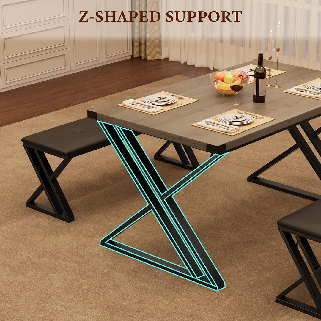 GAOMON Dining Table with 2 Benches, Kitchen Table Set for 4, 3 Piece Dining Table Set for Small Space, Apartment, Saving Space for Kitchen, Dining Room (1.18” Inch Cusion)