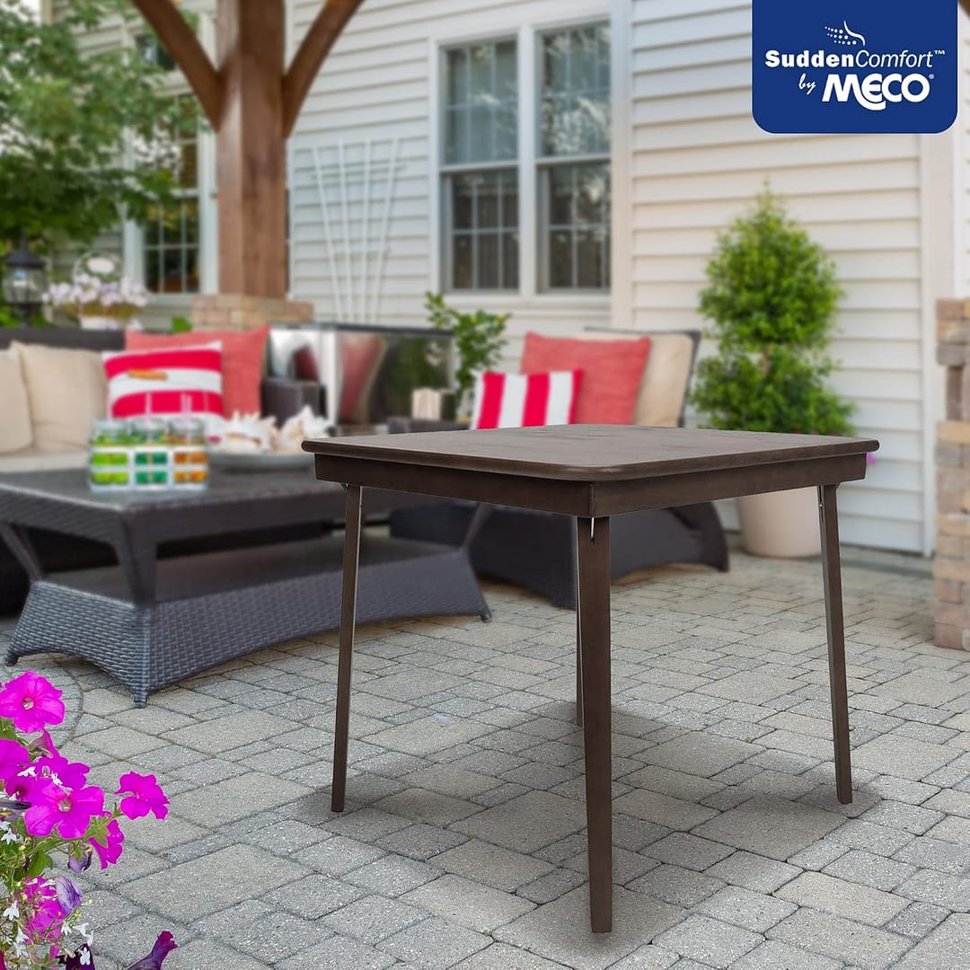 MECO Stakmore Classic Straight Edge Wood Folding Card Table, Espresso Frame