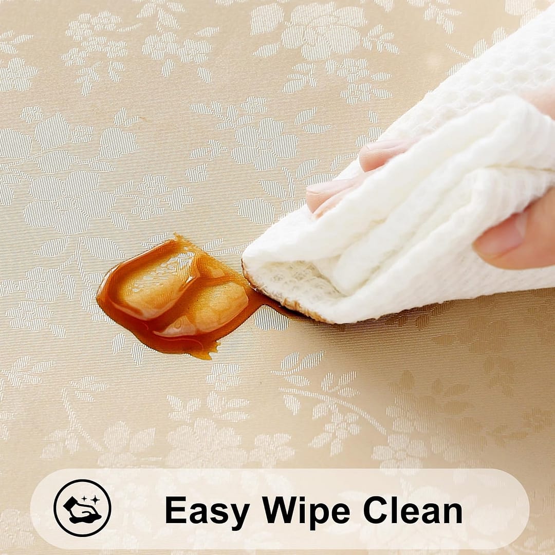 Smiry Rectangle Table Cloth, Waterproof Heavy Duty Vinyl Tablecloths, Wipeable Washable Table Cover for Kitchen and Dining Room (Beige, 60″ X 84″)