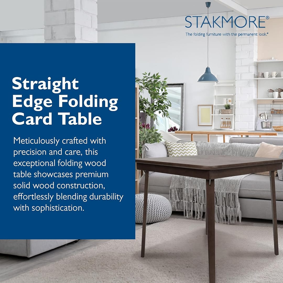 MECO Stakmore Classic Straight Edge Wood Folding Card Table, Espresso Frame
