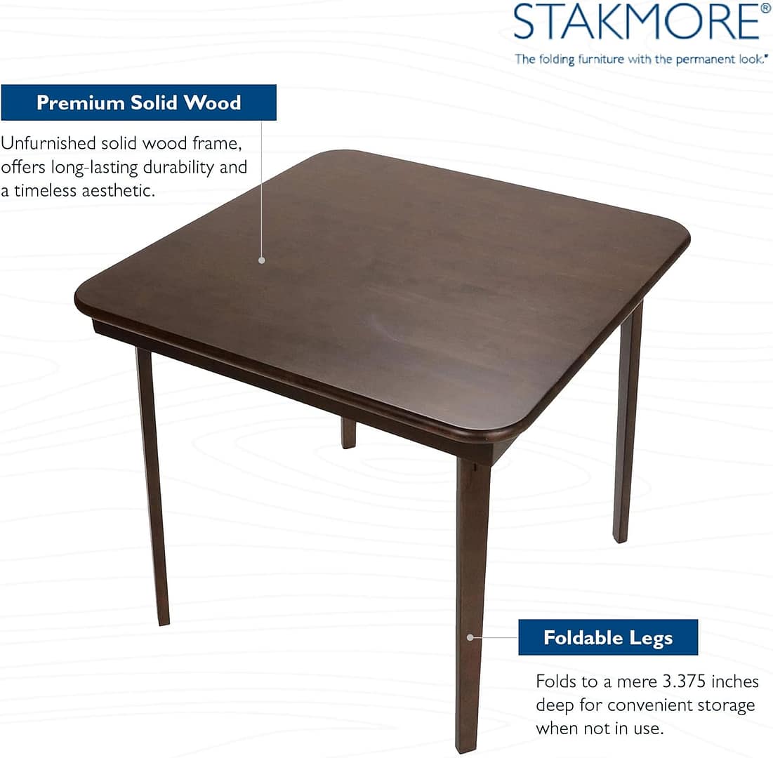 MECO Stakmore Classic Straight Edge Wood Folding Card Table, Espresso Frame