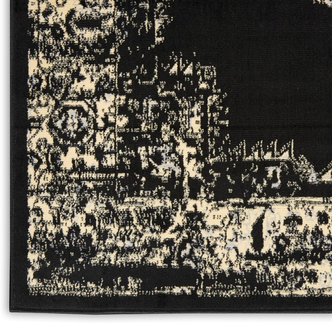 Nourison Grafix Traditional Black 7′ x 10′ Area Rug, Easy Clean, Non Shedding, Bed Room, Living Room, Dining Room, Kitchen (7×10)