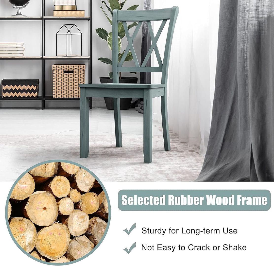 Giantex Set of 2 Dining Chairs, Rubber Wood Dining Room Chair, Farmhouse Dining Side Chairs, Max Load 400 Lbs, Wooden Kitchen Chairs for Home Kitchen, Dining Room