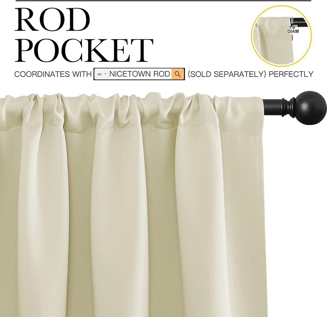 NICETOWN Kitchen Curtains, Short Blackout Curtains & Drapes, Small Window Draperies for Dining Room, Cupboard (Beige, 42 in x 36 in (W x L), Set of 2)