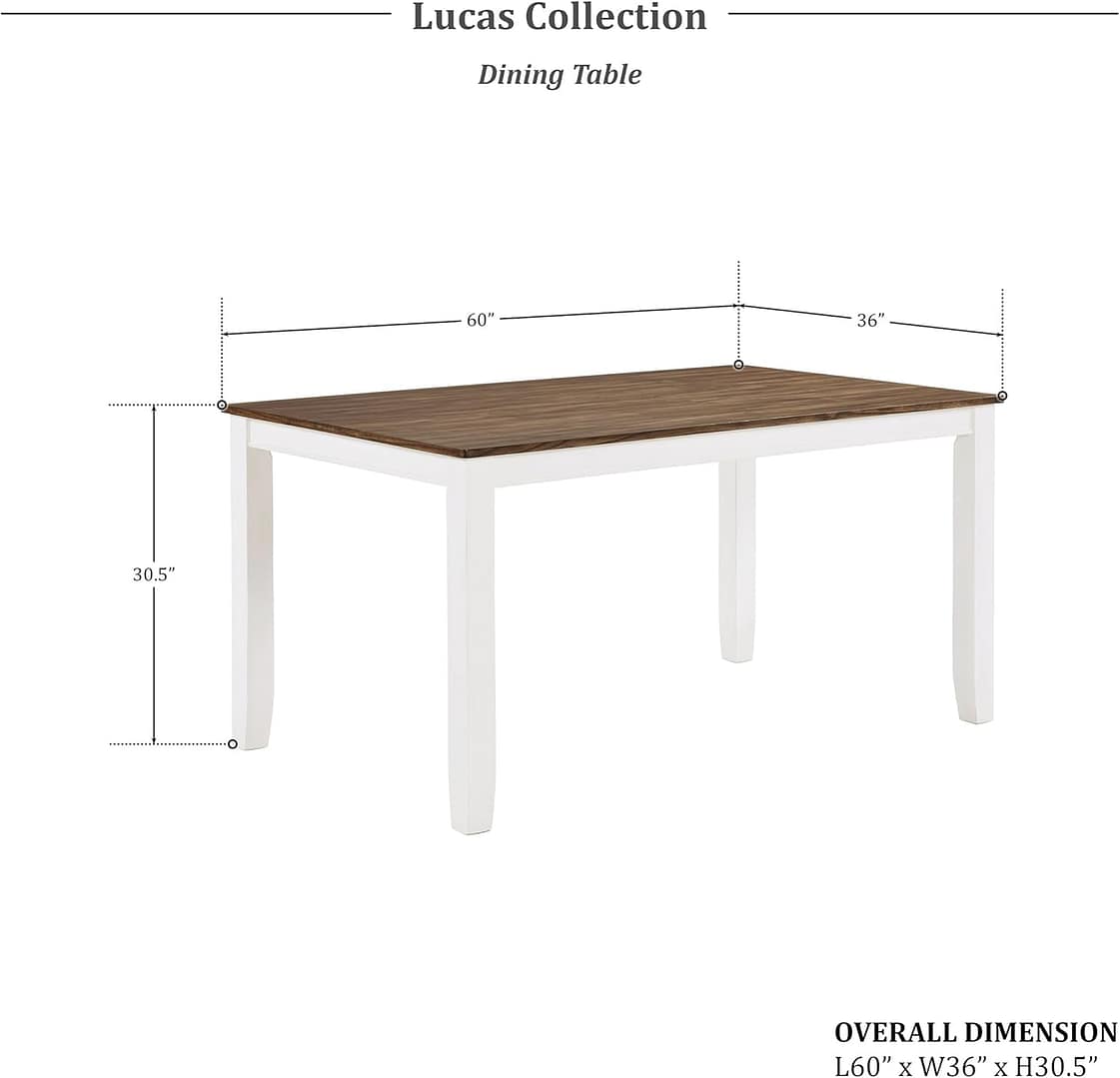 Lexicon Dining Table Set for 6 with Chairs, Solid Wood 7 Piece Farmhouse Dining Room Table and Chairs Set of 6, Cross Back, Easy Assembly Seater for Indoor Home, Dinner, Kitchen, Cherry/White