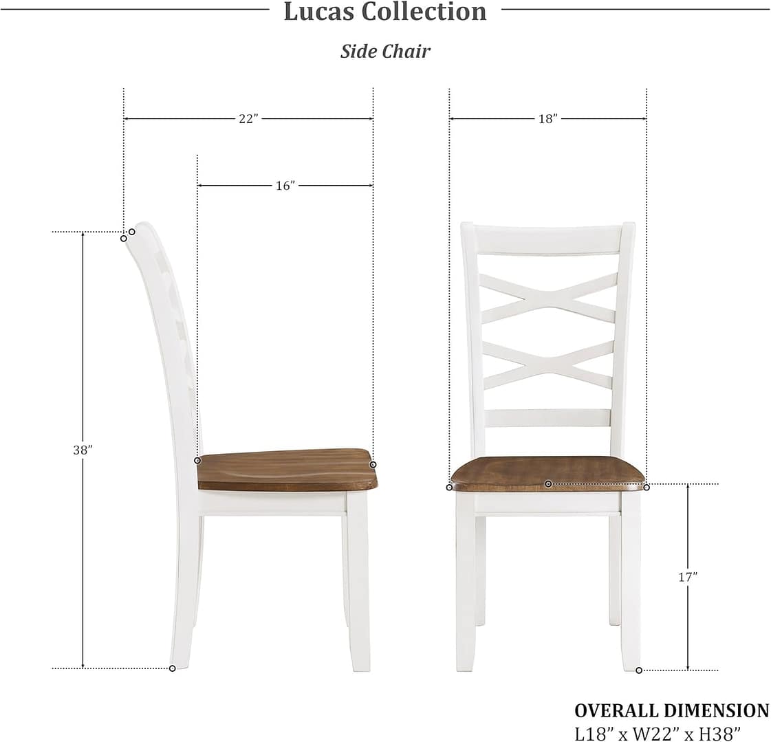 Lexicon Dining Table Set for 6 with Chairs, Solid Wood 7 Piece Farmhouse Dining Room Table and Chairs Set of 6, Cross Back, Easy Assembly Seater for Indoor Home, Dinner, Kitchen, Cherry/White