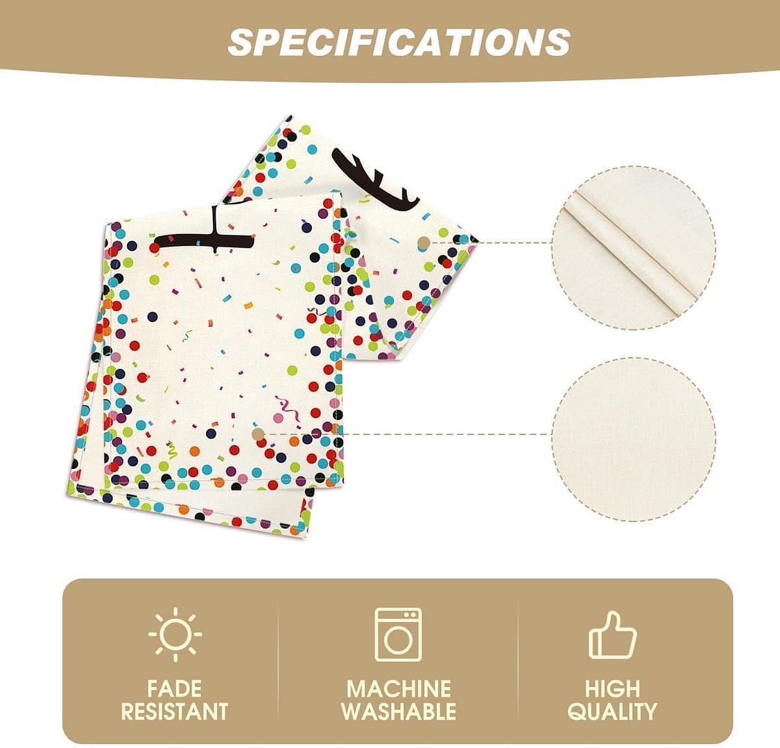 Artoid Mode Polka Dot Beige Happy Birthday Table Runner, Seasonal Kitchen Dining Table Decoration for Home Party Decor 13×72 Inch