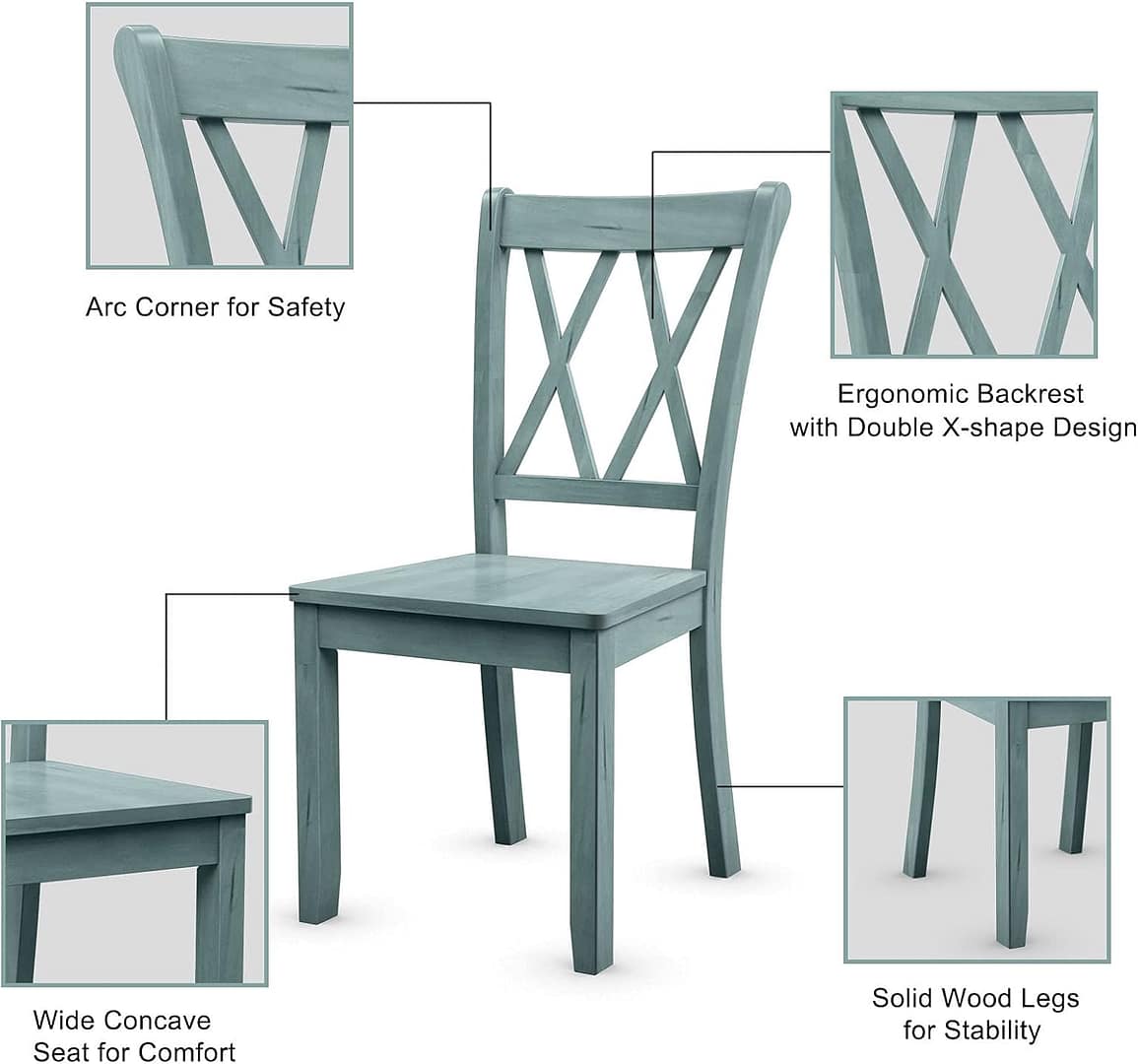 Giantex Set of 2 Dining Chairs, Rubber Wood Dining Room Chair, Farmhouse Dining Side Chairs, Max Load 400 Lbs, Wooden Kitchen Chairs for Home Kitchen, Dining Room