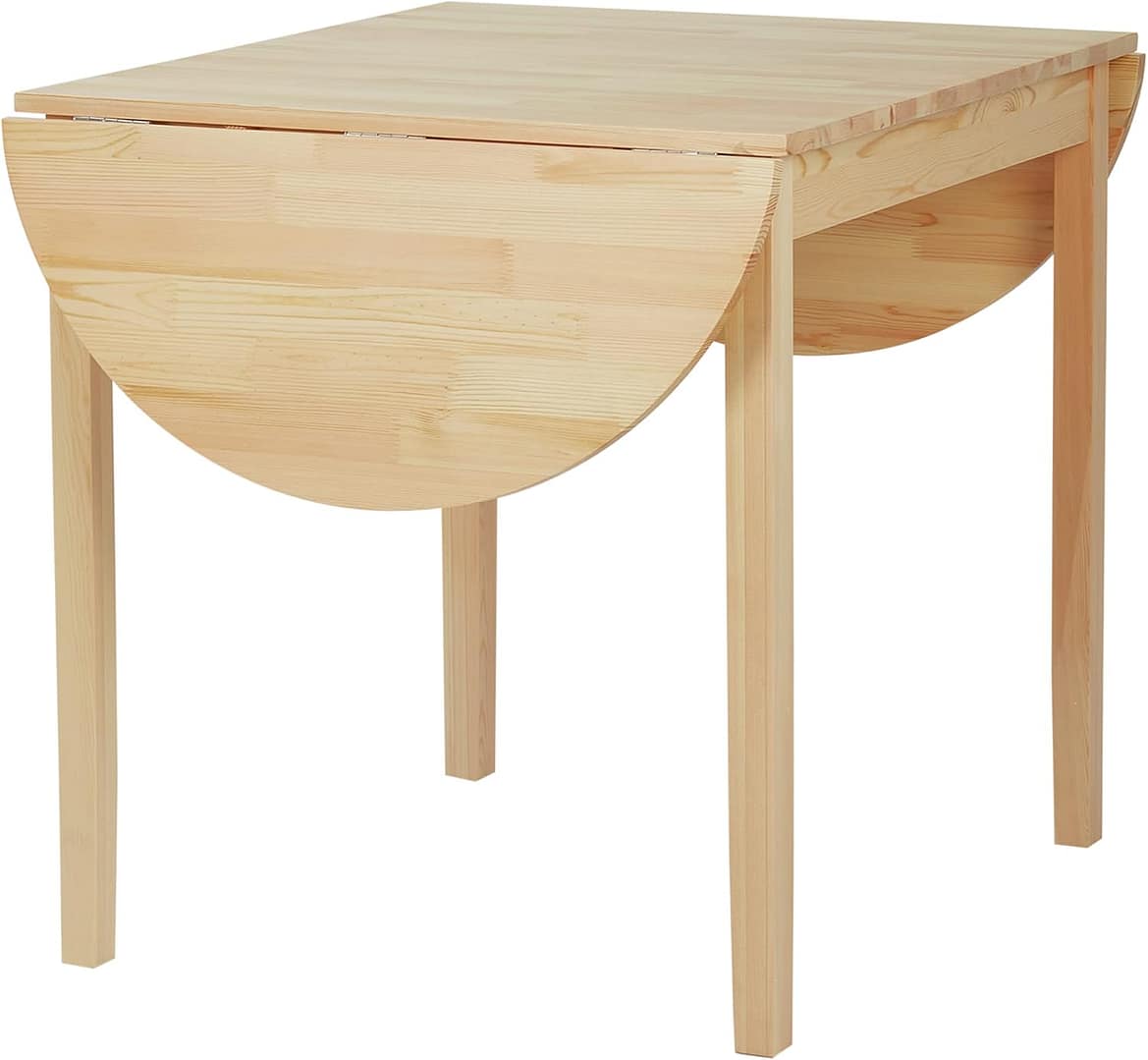 HOMCOM 55" Solid Wood Kitchen Table, Drop Leaf Tables for Small Spaces, Folding Dining Table, Natural
