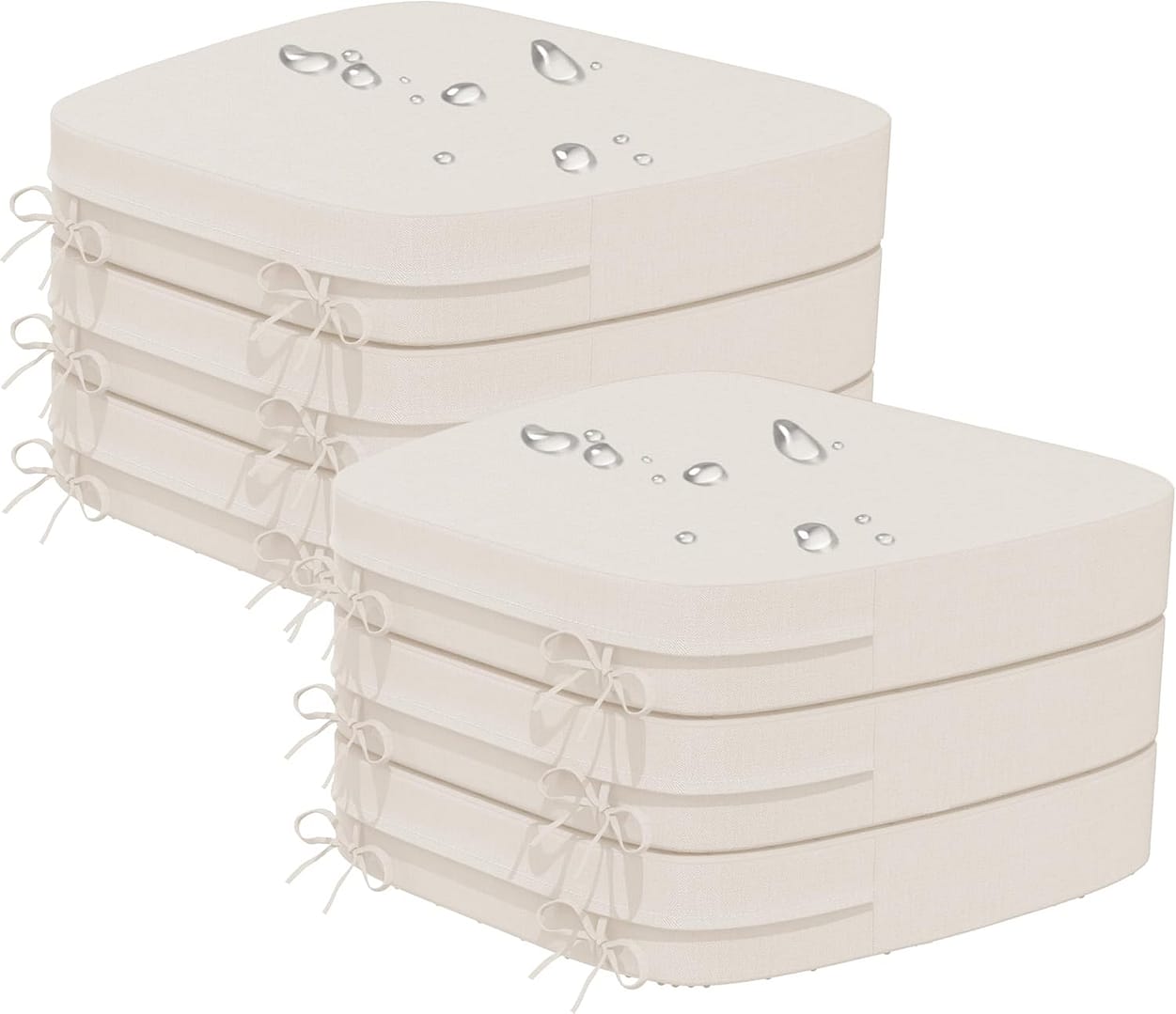 17'' x 16'' x 2.5"Thick Chair Cushions for Dining Chairs, 6 Pack WaterProof Easy Clean Kitchen Chair Pads with Ties and Non-Slip Backing - 30D High Elastic Foam Soft Kitchen Chair Cushions