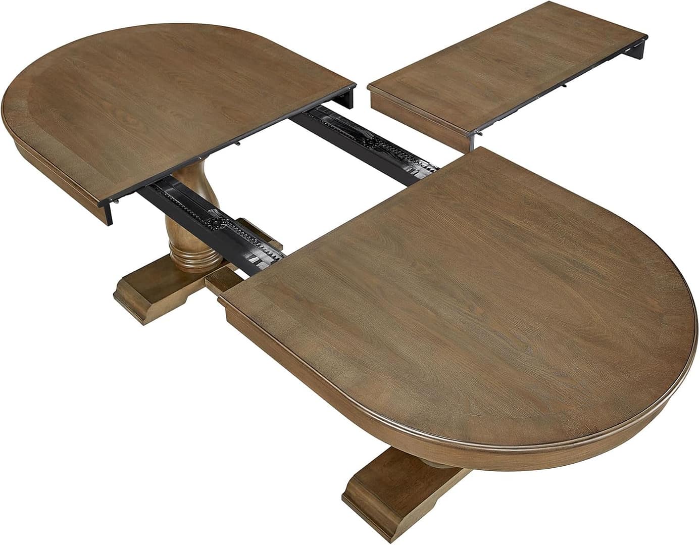 Ball & Cast Farmhouse Extendable Dining Table for 6-8, 76″-94″ Long Extension Kitchen-Table, Mid Century Curved Wood Expandable Breakfast Table w/18 Leaf & Stable Pedestal, White Oak