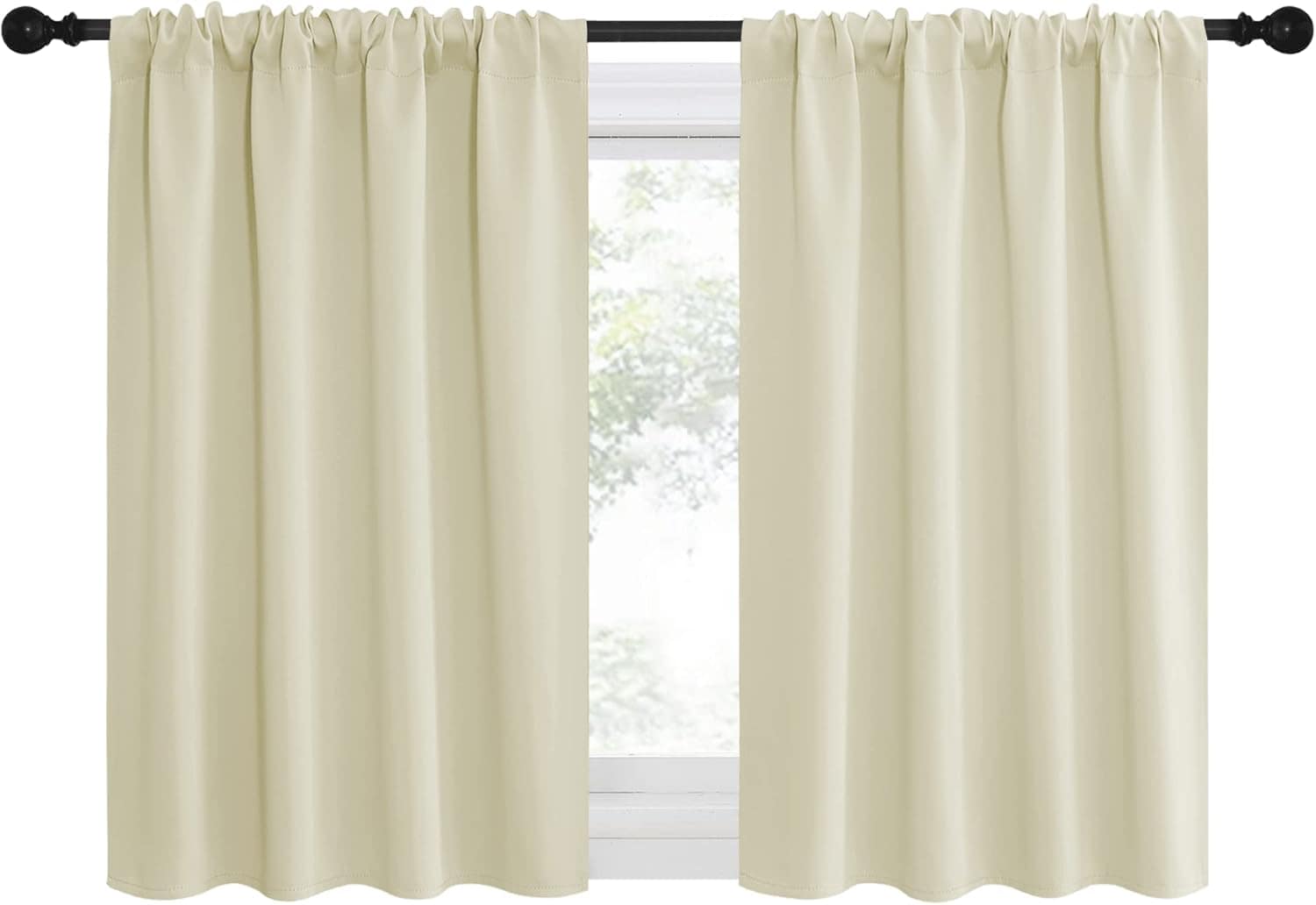 NICETOWN Kitchen Curtains, Short Blackout Curtains & Drapes, Small Window Draperies for Dining Room, Cupboard (Beige, 42 in x 36 in (W x L), Set of 2)
