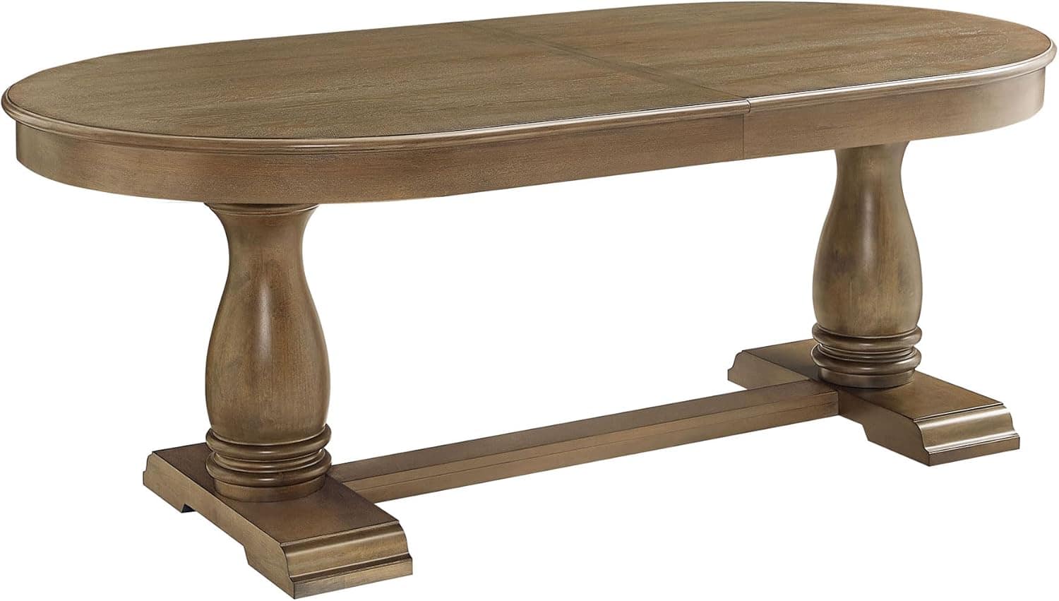 Ball & Cast Farmhouse Extendable Dining Table for 6-8, 76″-94″ Long Extension Kitchen-Table, Mid Century Curved Wood Expandable Breakfast Table w/18 Leaf & Stable Pedestal, White Oak