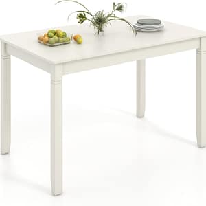 Giantex Dining Table for 4 People, 48 x 29 Kitchen Table with Wood Legs, Rectangular Dinner Table for Small Space, Apartment, Living Room, Dinette Table, Load 330 Lbs, Dining Room Table (White)