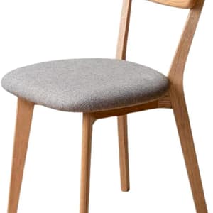 100% Solid Oak Wood Dining Chairs,Mid Century Modern Dining Chairs with Upholstered Cushion,Kitchen,Dining Room Chairs Set of 1/2/4 (1, Walnut Color Grey Upholstery)