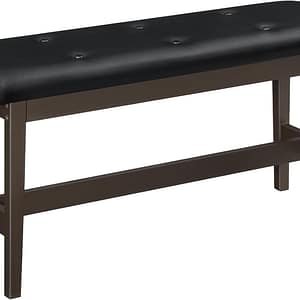 HOOBRO Dining Bench, Bamboo Dining Room Bench with PU Leather Upholstered Seat, for Kitchen, Living Room, Hallway, Kitchen, Entryway, Brown and Black CB13CD01