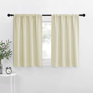NICETOWN Kitchen Curtains, Short Blackout Curtains & Drapes, Small Window Draperies for Dining Room, Cupboard (Beige, 42 in x 36 in (W x L), Set of 2)
