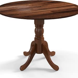 Giantex Round Dining Table, 39" D X 29" H, Rubber Wood Pedestal Table W/Round Tabletop & Curved Trestle Legs, 4-Person Dinner Table for Kitchen, Dining Room, Restaurant (Walnut)