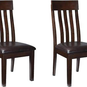 Signature Design by Ashley Haddigan Faux Leather Cushioned Rake Back Dining Chair, 2 Count, Dark Brown