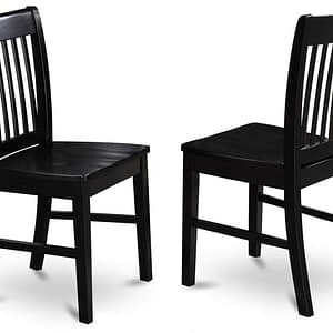 East West Furniture NFC-BLK-W Norfolk Dining Chairs - Slat Back Wood Seat Kitchen Chairs, Set of 2, Black