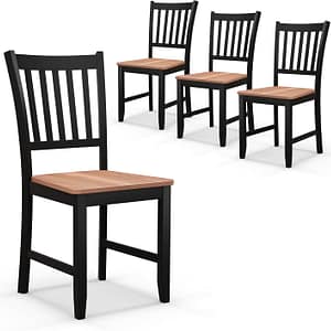 Giantex Wooden Dining Chairs Set of 4, Farmhouse Kitchen Chair with Rubber Wood Legs, Easy to Assemble Armless Dining Side Chairs, Dining Room Chairs, Black