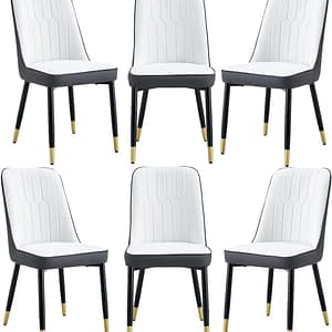 Dining Chairs Set of 6Modern Dining Chairs, Equipped with PU Leather Backrest Cushions and Black Metal Legs, Suitable for Restaurants, Kitchens, and Bedrooms Dining Room Chairs