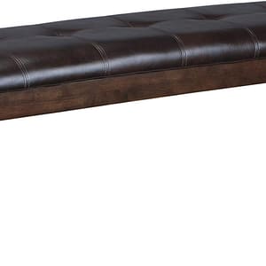 Signature Design by Ashley Haddigan Traditional Upholstered Dining Room Bench, Dark Brown