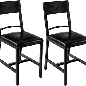 HOOBRO Dining Chairs Set of 2, Upholstered Mid Century Modern Kitchen Dining Room Accent Chairs with Faux Leather Cushion Seat & Metal Legs for Kitchen, Black BB36CD01