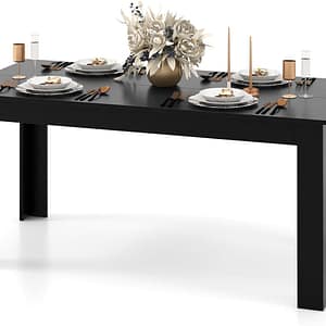 Giantex Dining Table for 6, Wood Rectangular Table, 63" L x 31.5" W x 30" H Large Farmhouse Center Table, Home Furniture Kitchen Table, Modern Dining Room Table, Supporting for 330LBS, Black