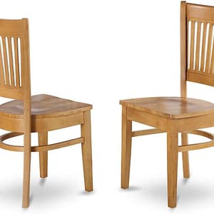 East West Furniture VAC-OAK-W Vancouver Kitchen Dining Chairs - Slat Back Wooden Seat Chairs, Set of 2, Oak