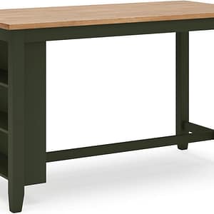 Signature Design by Ashley Gesthaven Modern Counter Height Dining Table with 3 Shelves and Trestle Base, Light Brown & Green