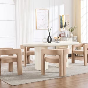 EALSON Modern Barrel Dining Chairs Set of 4 Velvet Upholstered Fabric Kitchen Chairs with Open Back and Arms Comfortable Accent Chairs Side Chairs for Dining Room/Living Room, Khaki