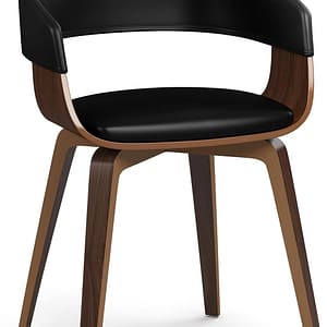 SIMPLIHOME Lowell Dining Chair in Black Vegan Faux Leather, 21.1 x 20.5 x 30.3 inches, Bentwood Frame, Modern Curved Design for Dining Room
