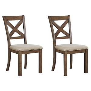 Signature Design by Ashley Moriville Modern Farmhouse 19" Upholstered Dining Room Chair, 2 Count, Brown