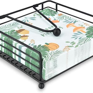 Napkin Holder for Table & Kitchen - Modern Flat Napkin Dispenser for Home & Outdoor Dining, Paper Napkin Holders with Weighted Arm for Easy Access - Keep Your Dining Area Tidy and Organized