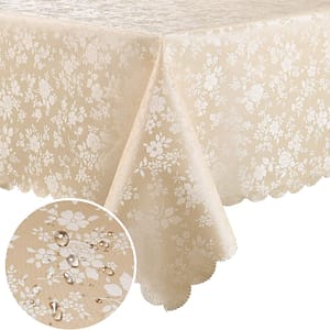 Smiry Rectangle Table Cloth, Waterproof Heavy Duty Vinyl Tablecloths, Wipeable Washable Table Cover for Kitchen and Dining Room (Beige, 60" X 84")