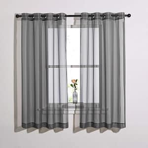 NICETOWN Transparent Sheer Curtains Panels - Voile Window Curtain Drapes with Grommet for Bedroom & Kitchen & Dining Room (54" W x 63" L, Dark Grey, 2 Panels)