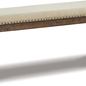 Signature Design by Ashley Moriville Casual Rustic Upholstered Dining Bench, Grey & Brown