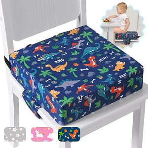 Booster Seat for Kitchen Chair with Adjustable Straps, Toddler Booster Seats for Dining Table Portable for Travel Camping Eating, Booster Cushion for Table for Baby Child Infant Kid Boy Girl