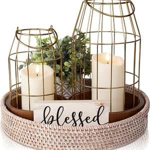 Rustic Farmhouse Lantern Decor - Stylish Decorative Lanterns for Your Living Room, Fireplace Mantle or Kitchen Dining Table - Modern Upscale Beauty for Your Entire Home